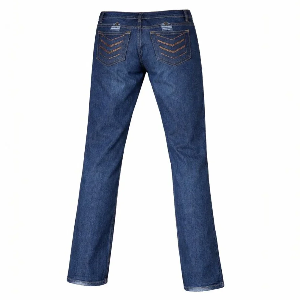 Makaveli Dark Medium Wash Military Inspired Insignia Jeans, Size 40/32